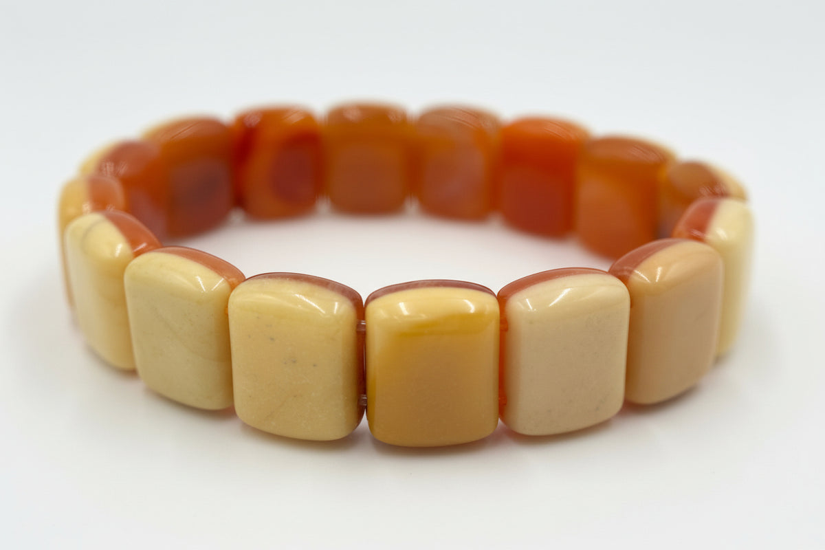 Jay King Sterling Silver Two-tone Chalcedony Reversible Stretch Bracelet, 6-3/4"