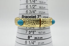 R.J. Graziano Goldtone Set of 2 Turquoise Color Stretch Bangle Bracelet, 7-1/2"