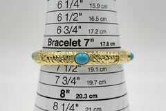 R.J. Graziano Goldtone Set of 2 Turquoise Color Stretch Bangle Bracelet, 7-1/2"