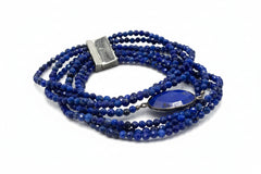 Jay King Sterling Silver Lapis 7-Strand Layered Magnetic Bracelet, 6-3/4"
