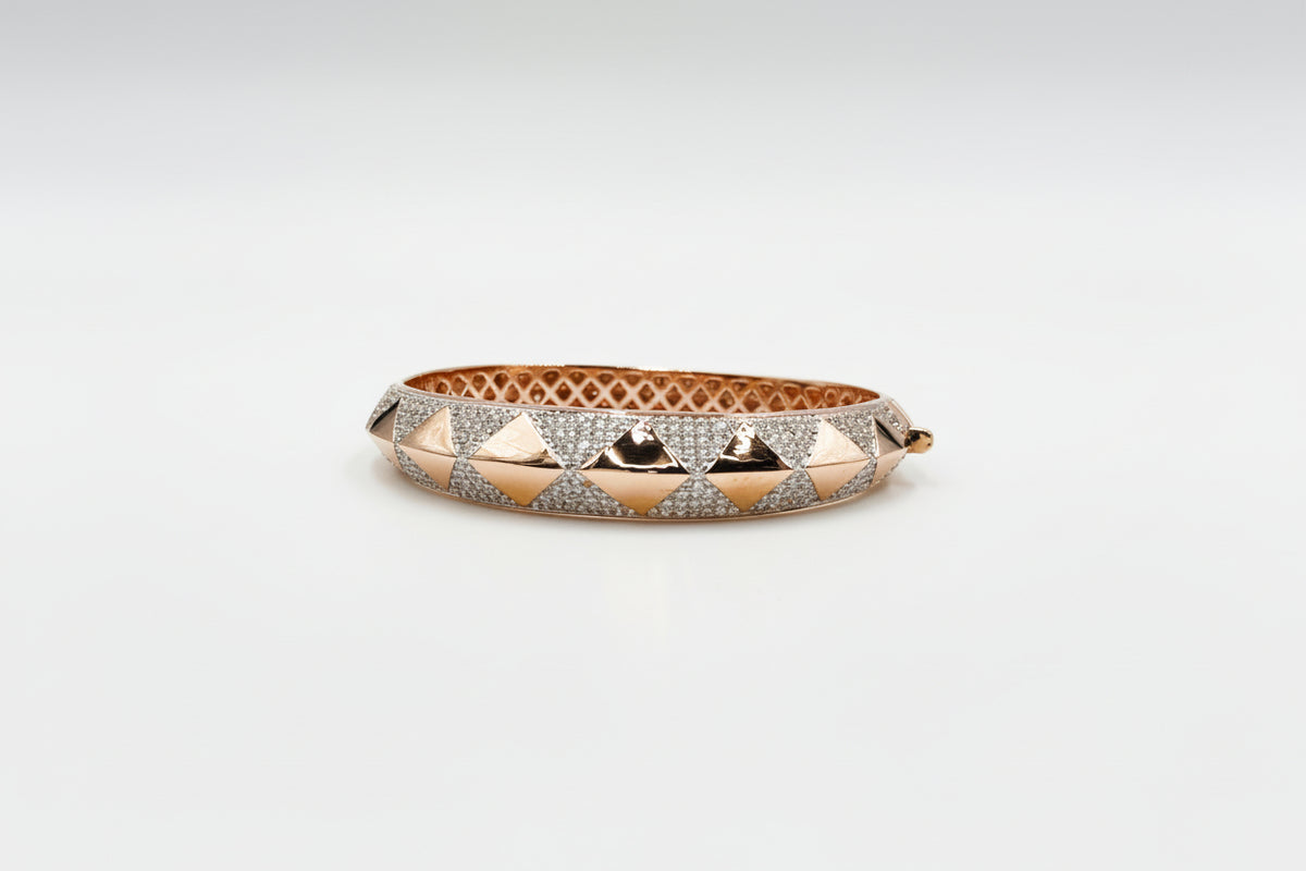 Bronzo Italia Rose Bronze Crystal Hinged Bangle Bracelet, 6-3/4"