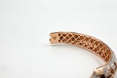 Bronzo Italia Rose Bronze Crystal Hinged Bangle Bracelet, 6-3/4"