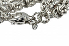 Bronzo Italia Silvertone Polished Woven Love Knot Bracelet 7-1/4"