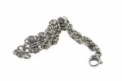 Bronzo Italia Silvertone Polished Woven Love Knot Bracelet 7-1/4"