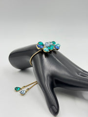 Isaac Mizrahi Live! Goldtone Adjustable Blue Crystal Flower Bracelet.