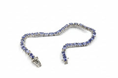 Pulsera de tenis Generation Gems de tanzanita de corte ovalado en plata de ley, 18 cm