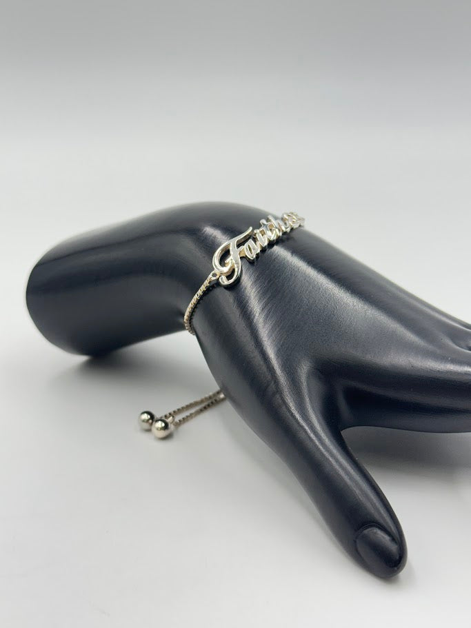 Solvar Sterling Silver Bracelet "Faith" adjustable Bolo Bracelet