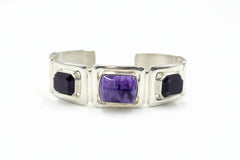 Jay King Sterling Silver Charoite & Amethyst Cuff Bracelet, 6-3/4"
