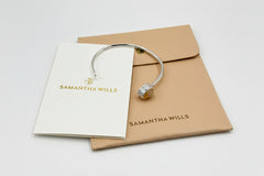 Samantha Wills Silvertone “Here Comes the Sun” Petite Peach Gibbsite Cuff Bracelet