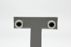 Colleen Lopez Silvertone Black Spinel & White Topaz Stud Earrings