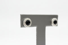Colleen Lopez Silvertone Black Spinel & White Topaz Stud Earrings