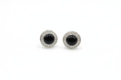 Colleen Lopez Silvertone Black Spinel & White Topaz Stud Earrings