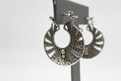 Bali Designs Sterling Silver & 18K Decorative Circle Earrings, 1-1/4"