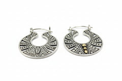 Bali Designs Sterling Silver & 18K Decorative Circle Earrings, 1-1/4"