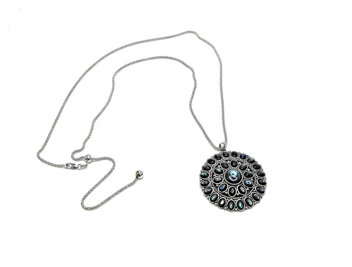 Amena K Sterling Silver Abalone Pendant with 32" Chain, HSN