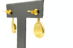 Joya Crushed Black Diamond Art-Deco Oval Goldtone Drop Earrings