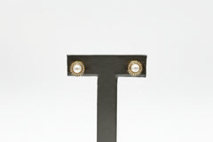 Colleen Lopez Goldtone mother-of-Pearl & White Topaz Stud Earrings.