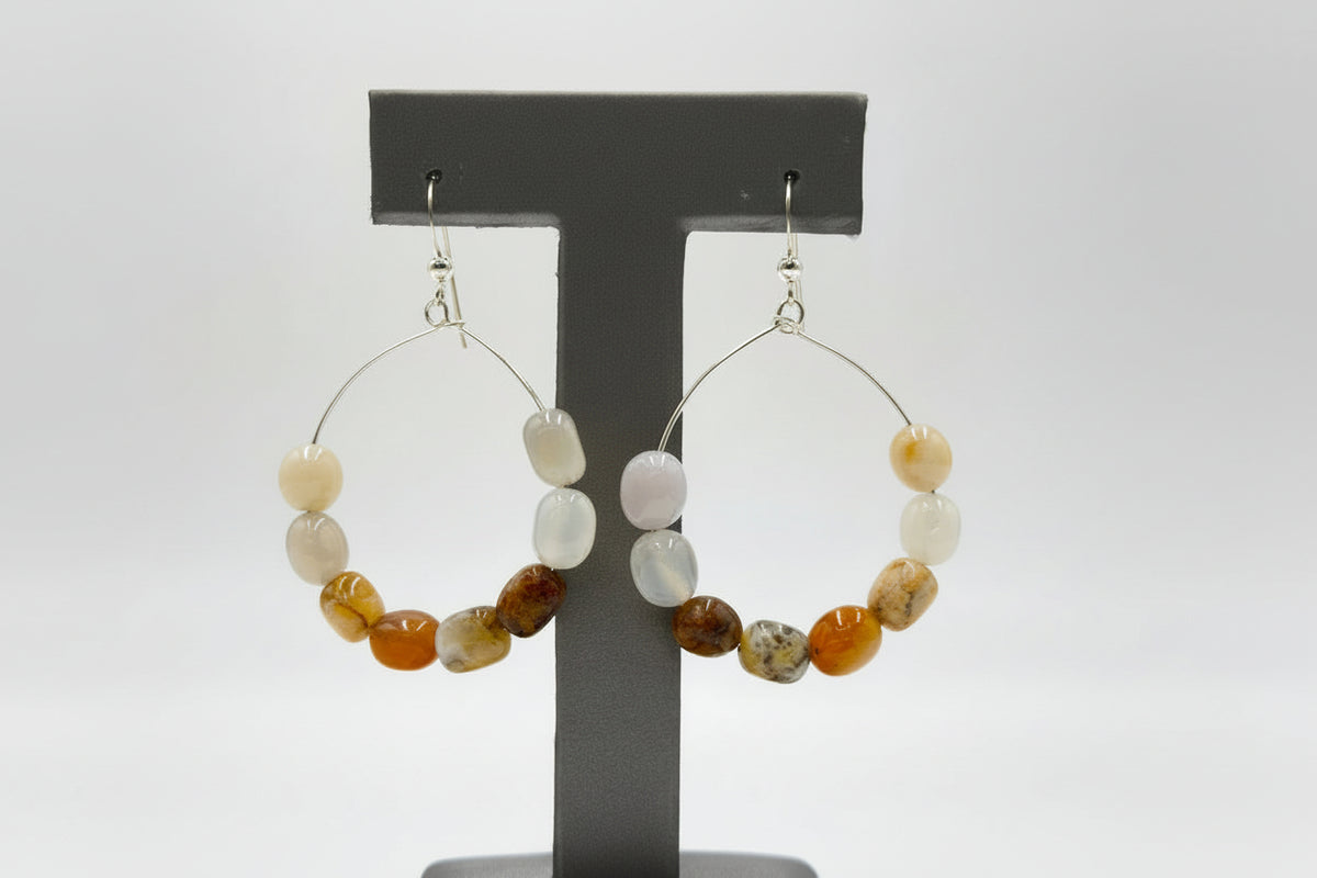 Jay King Graveyard Point Chalcedony Hoop Drop Sterling Silver Earrings