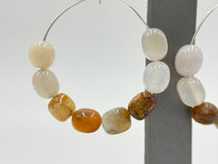 Jay King Graveyard Point Chalcedony Hoop Drop Sterling Silver Earrings