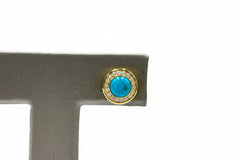 Colleen Lopez Goldtone Turquoise & White Topaz Stud Earrings