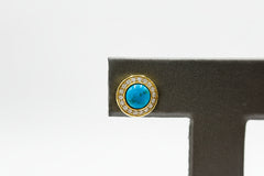 Colleen Lopez Goldtone Turquoise & White Topaz Stud Earrings