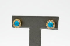 Colleen Lopez Goldtone Turquoise & White Topaz Stud Earrings