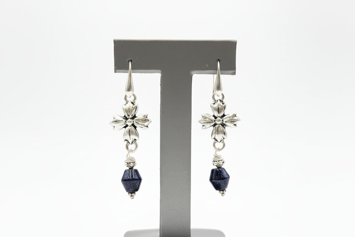 Patricia Nash Floret Charm Sculpted Floret Dangle Silvertone Earrings