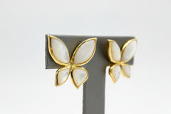 Cristina Sabatini Sterling Silver Goldclad mother-of-Pearl Mini Butterfly Earrings, 3/4"