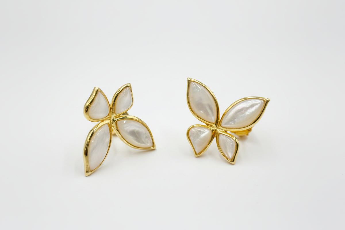 Cristina Sabatini Sterling Silver Goldclad mother-of-Pearl Mini Butterfly Earrings, 3/4"