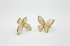 Cristina Sabatini Sterling Silver Goldclad mother-of-Pearl Mini Butterfly Earrings, 3/4"