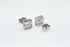 Absolute Sterling Silver Heirloom Collection French-Cut Cubic Zirconia Stud Earrings