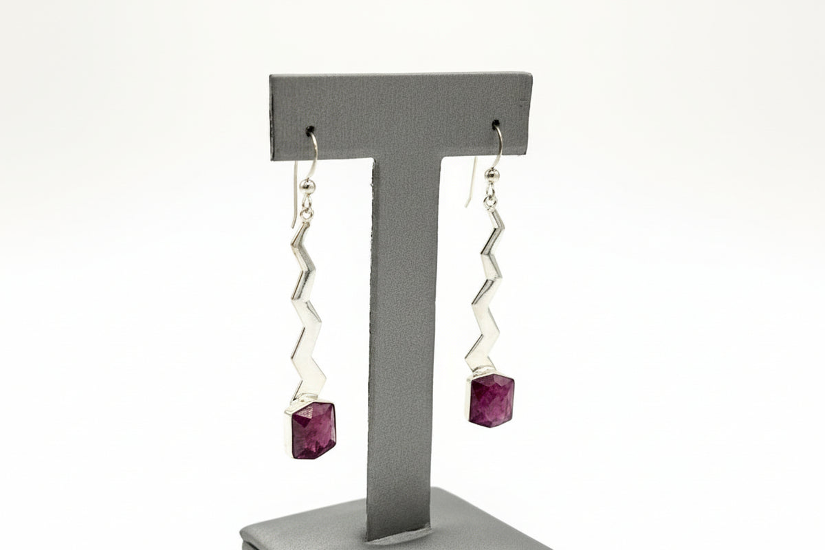 Jay King Sterling Silver Ruby Zigzag Earrings
