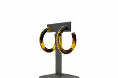 R.J. Graziano Splendid Style Studded Leopard Resin Hoop Earrings