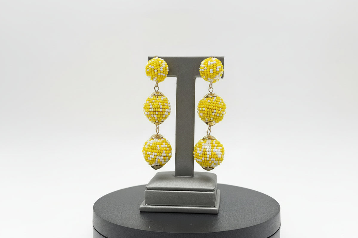 R.J. Graziano “Social Style” Seed Bead Ball Drop Earrings – Yellow