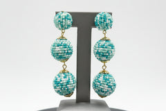 R.J. Graziano “Social Style” Seed Bead Ball Drop Earrings – Teal