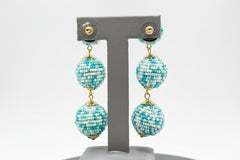 R.J. Graziano “Social Style” Seed Bead Ball Drop Earrings – Teal