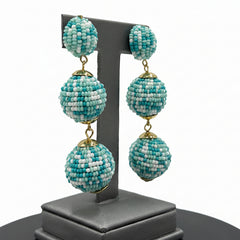 R.J. Graziano “Social Style” Seed Bead Ball Drop Earrings – Teal