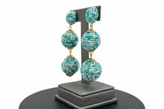 R.J. Graziano “Social Style” Seed Bead Ball Drop Earrings – Teal
