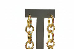 R.J. Graziano Multicolor Color Crystal Multi-Link Drop Earrings, 2"