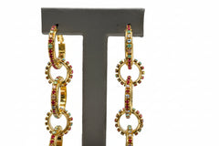 R.J. Graziano Multicolor Color Crystal Multi-Link Drop Earrings, 2"