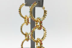 R.J. Graziano Multicolor Color Crystal Multi-Link Drop Earrings, 2"