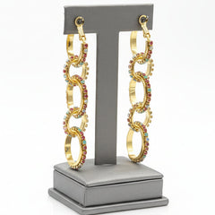 R.J. Graziano Multicolor Color Crystal Multi-Link Drop Earrings, 2"