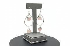 KALIFANO Silvertone Rose Quartz Drop Earrings