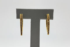 Rarities Sterling Silver Goldclad 1ctw Champagne Diamond Elongated Hoop Earrings, 1-1/4"