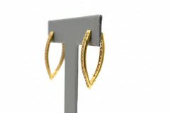 Rarities Sterling Silver Goldclad 1ctw Champagne Diamond Elongated Hoop Earrings, 1-1/4"