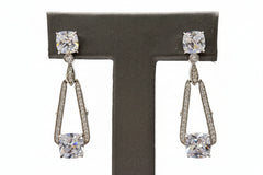 Absolute Sterling Silver Cushion Cut Drop Earrings