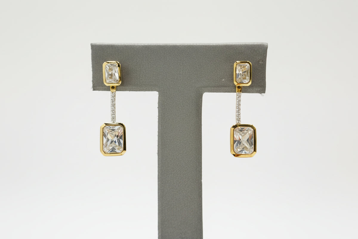 Absolute Sterling Silver Goldclad Bezel-Set Radiant-cut Stud Earrings with Jackets