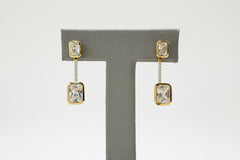 Absolute Sterling Silver Goldclad Bezel-Set Radiant-cut Stud Earrings with Jackets