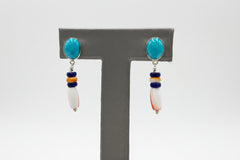 Jay King Sterling Silver Turquoise, Lapis & Oyster Drop Earrings