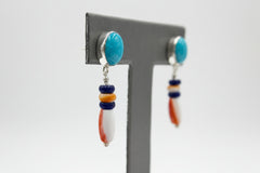 Jay King Sterling Silver Turquoise, Lapis & Oyster Drop Earrings